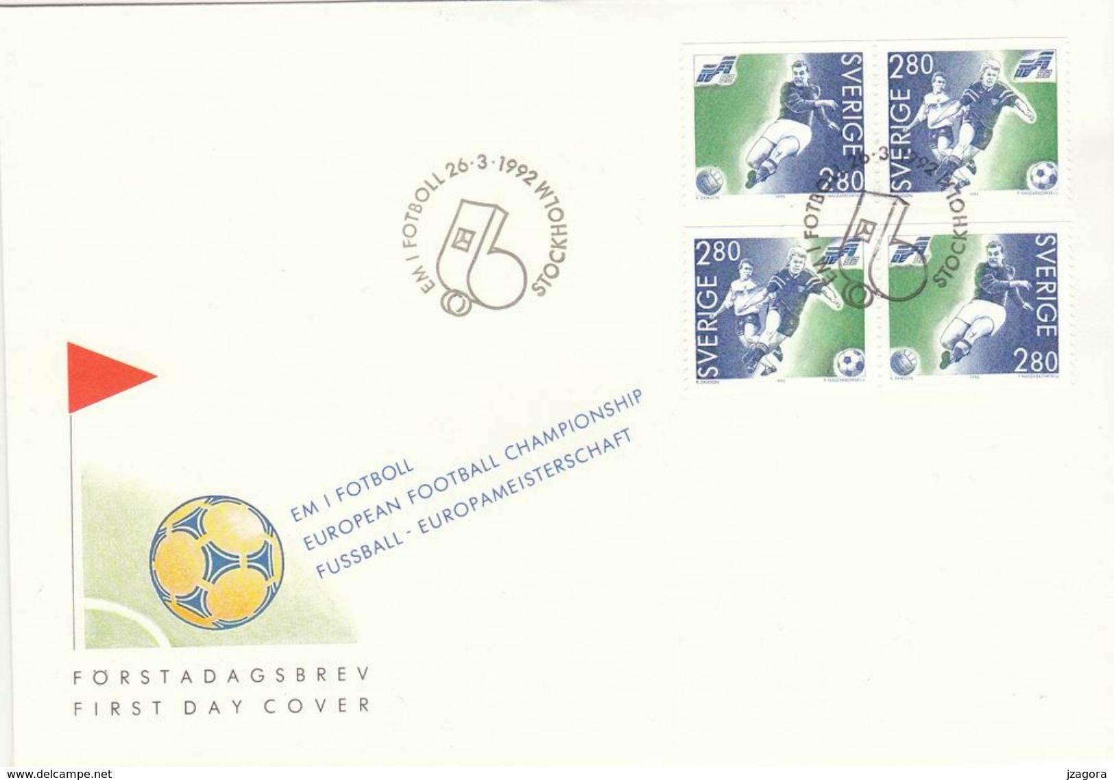 SOCCER EUROPEAN FOOTBALL CHAMPIONSHIP 1992 - SWEDEN FDC - NASZARKOWSKI - Fußball-Europameisterschaft (UEFA)