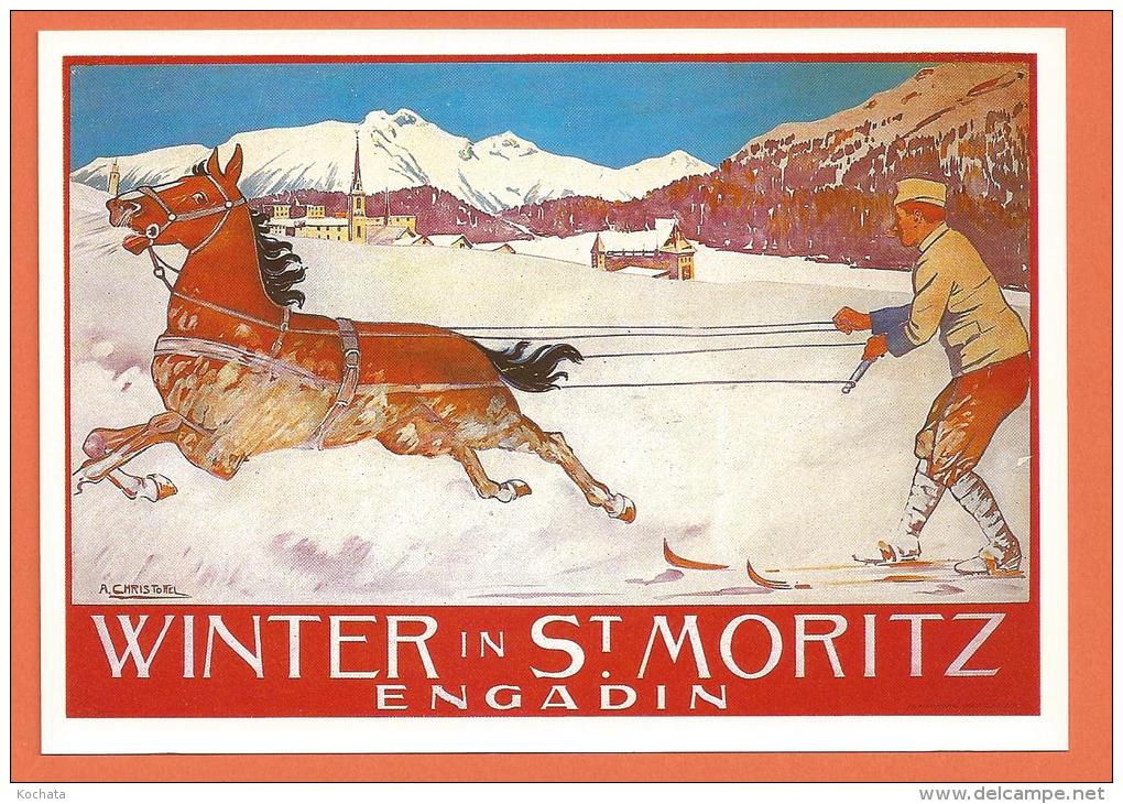 R070, Winter In St- Moritz, Anton Christoffel 1907, Skijöring, 1728, Non Circulée - St. Moritz