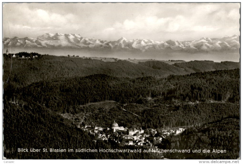 AK Blick über St. Blasien Auf Höchenschwand Und Alpen, Gel 1966 (Dom-Hotel) - St. Blasien