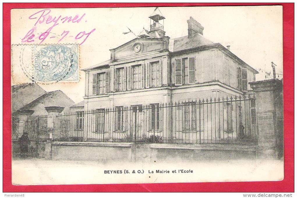 78-Beynes-La Mairie Et L'école-très Belle Cpa 1906 - Beynes