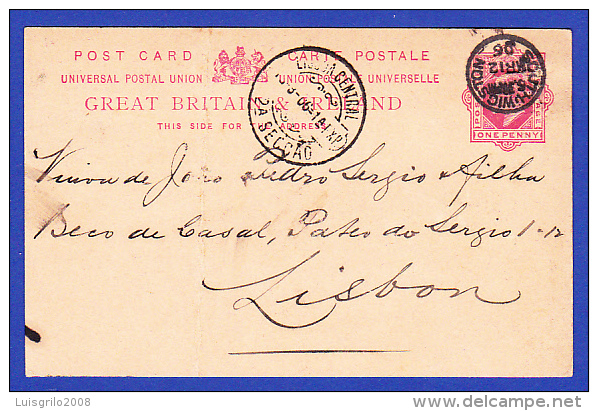 LISBOA CENTRAL 2ª SECÇÃO - 12.3.1906 --- SOUTH WIGSTON  -  2 BEAU TIMBRE - Lettres & Documents