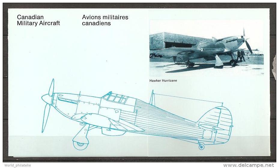 Canada 1980 N° 752 / 5 ** Document, Aviation Canadienne, Avions Militaires, Avro Lancaster, Hawker Hurricane, Curtiss - Cartas & Documentos