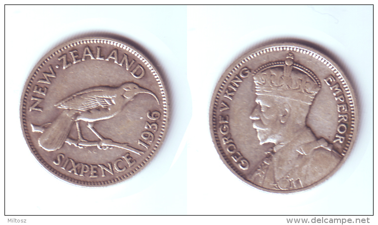 New Zealand 6 Pence 1936 - Nueva Zelanda