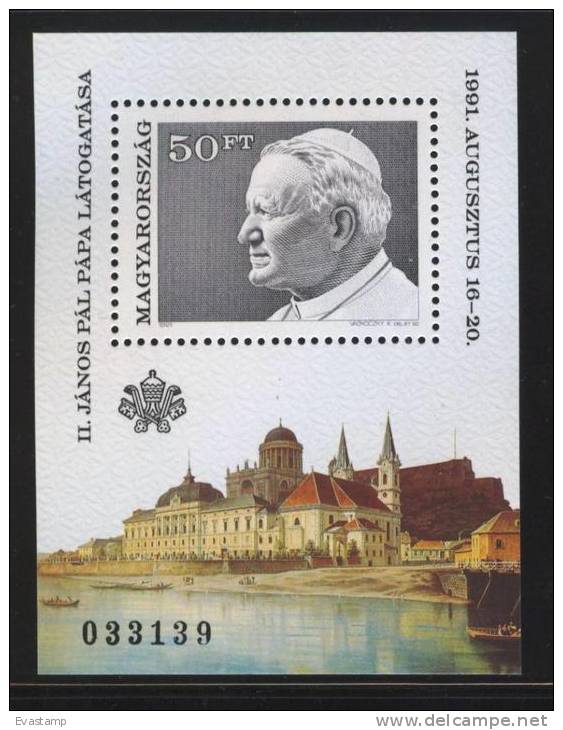 HUNGARY - 1991.Souvenir Sheet -  Visit Of Pope John Paul II. In Hungary MNH! Mi Bl.215 - Unused Stamps