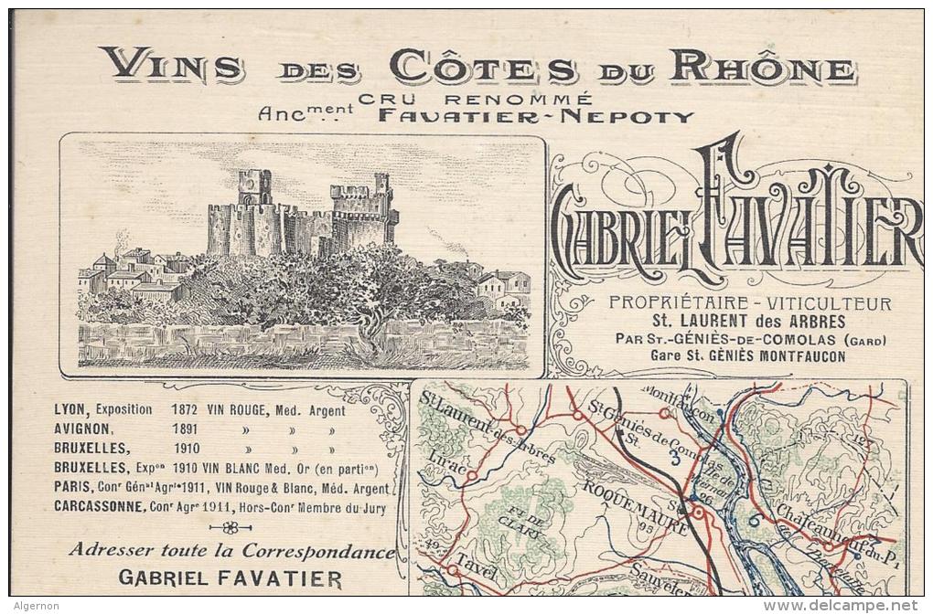 7260 - Carte De Commande Vins Des Côtes Du Rhône Gabriel Favatier La Calmette (Gard) - Autres & Non Classés