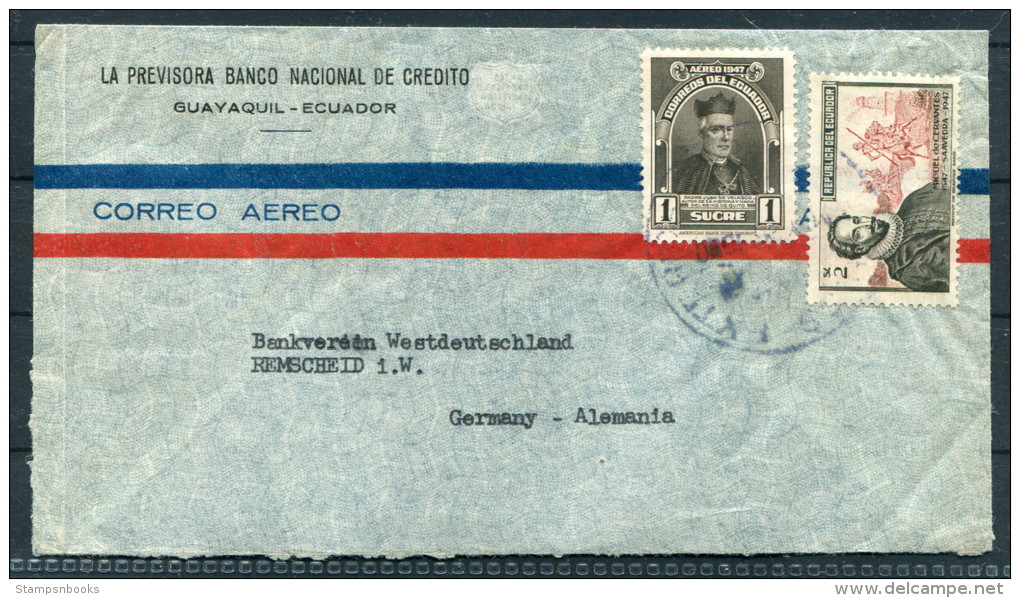 1950 Ecuador La Previsora Banco Nacional De Credito Bank Cover To Germany - Ecuador