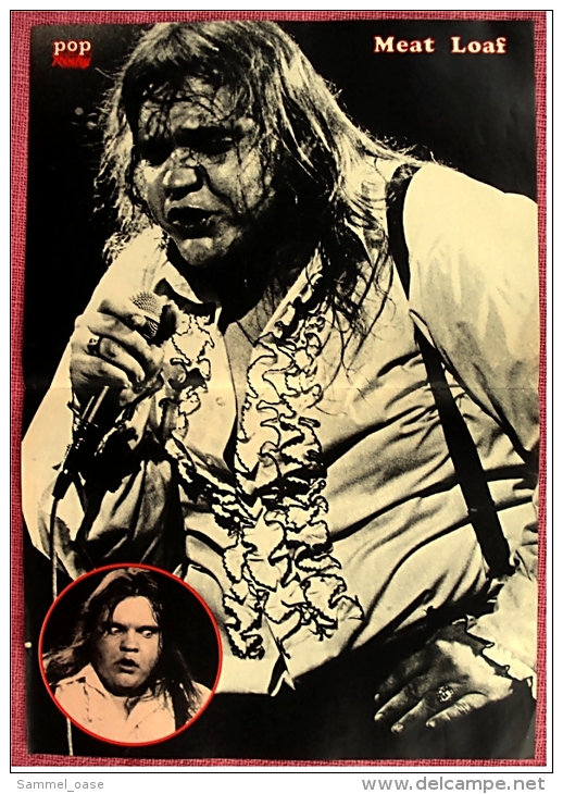 Kleines Poster  -  Meat Loaf  -  Rückseite : Thomas Gottschalk , Mike Krüger  -  Von Pop-Rocky Ca. 1982 - Plakate & Poster