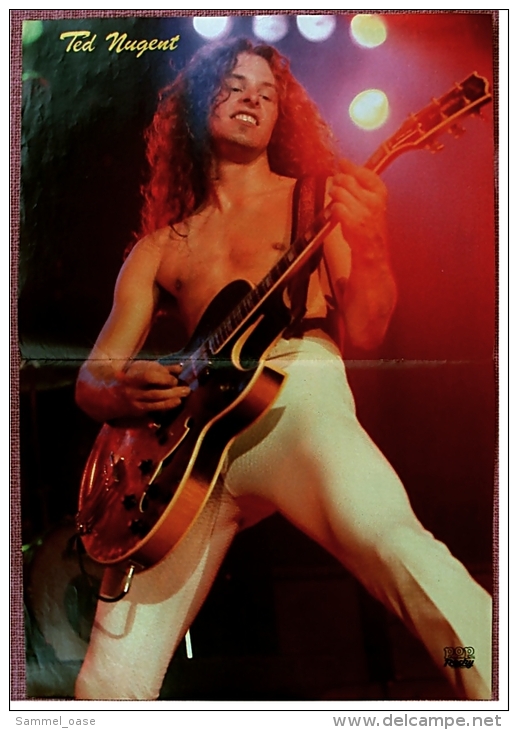 Kleines Poster  -  Ted Nuget  -  Rückseite : Tommi Ohrner  -  Von Pop-Rocky Ca. 1982 - Plakate & Poster