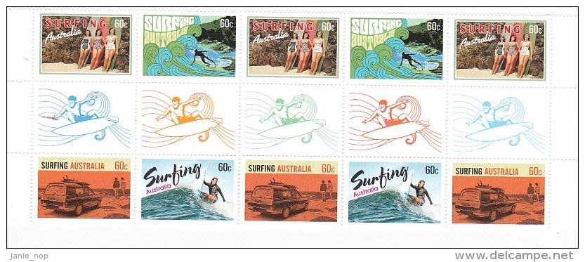 Australia 2013 Surfing Australia Gutter Strip MNH - Hojas, Bloques & Múltiples