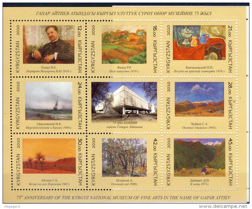 #O027. Kyrgyzstan 2010. National Art Museum. Paintings. Sheetlet. Michel 616-23A.  MNH(**) - Kirghizistan