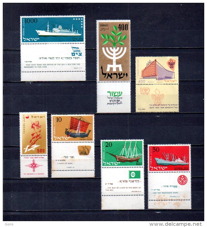 Israel   1958   .-  Y&T Nº   133 - 134/137- 138- 139 - Oblitérés (avec Tabs)