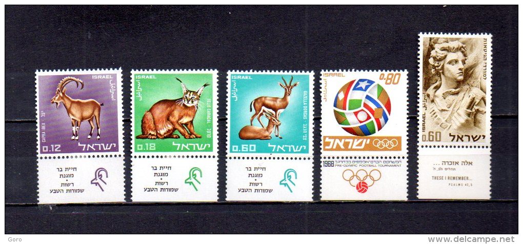 Israel   1967-68   .-   Y&T  Nº   351/353 - 354 - 355 - Gebraucht (mit Tabs)