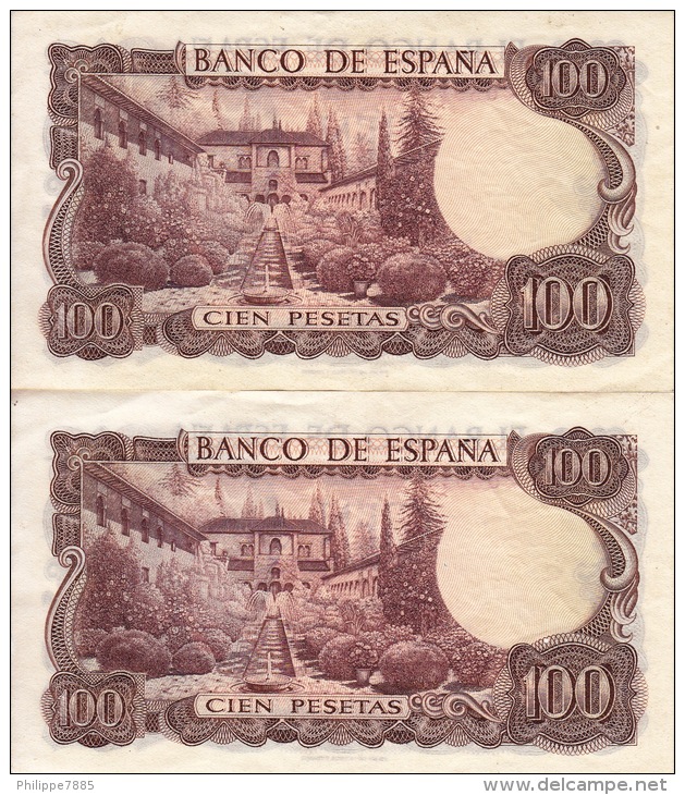 Espagne - 2 Billets 100 Pesetas 1970 - 100 Peseten