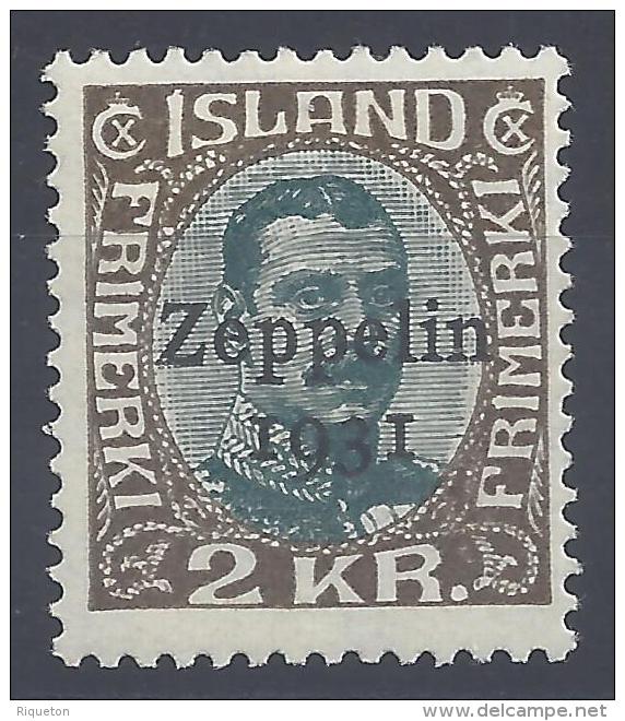 ISLANDE - 1931 - POSTE AERIENNE - ZEPPELIN - N° 11 - X - TB - - Aéreo