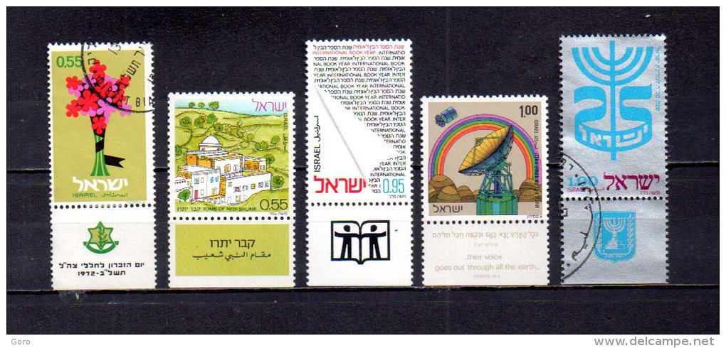 Israel   1972  .-   Y&T Nº    485 - 494 - 496 - 497 - 498 - Gebraucht (mit Tabs)