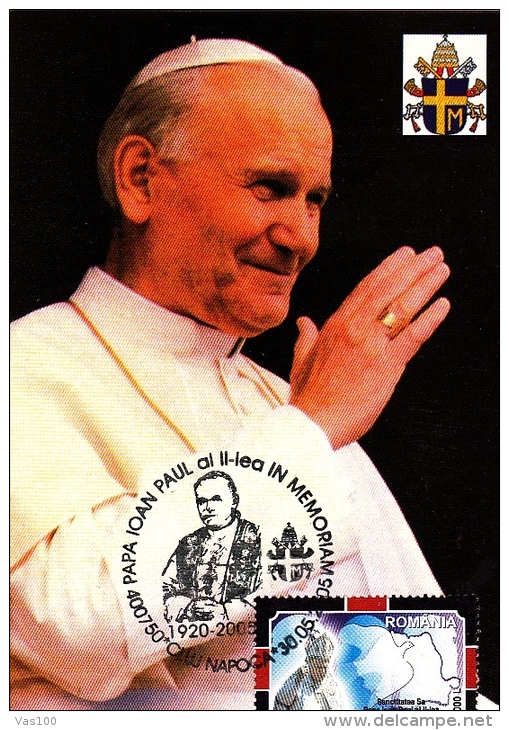 POPE JOHN PAUL 2ND, CM, MAXICARD, CARTES MAXIMUM, 2005, ROMANIA - Christianisme