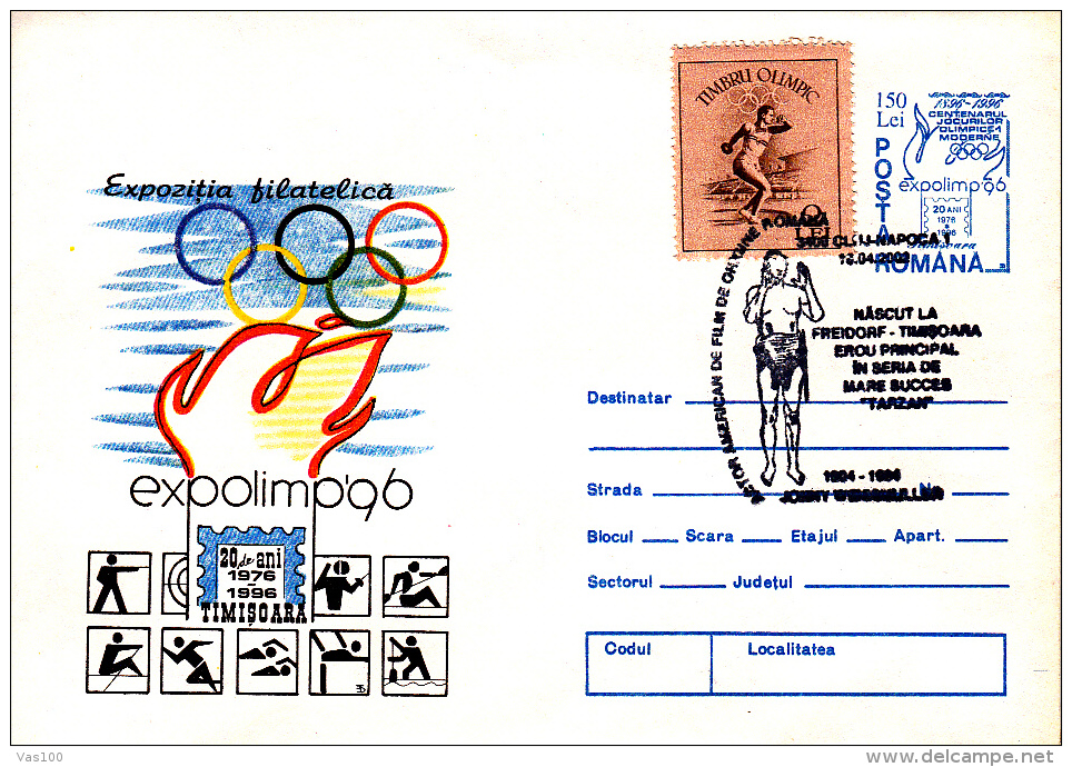 OLYMPIC GAMES, JEUX OLYMPIQUE, ATLANTA 1996, 2X COVERS STATIONERY, OCLIT. CONC, ROMANIA - Ete 1996: Atlanta