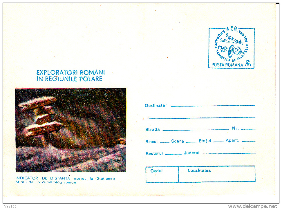 ROMANIAN POLAR EXPLORERS, COVER STATIONERY, ENTIERE POSTAUX, UNUSED, 1984, ROMANIA - Erforscher