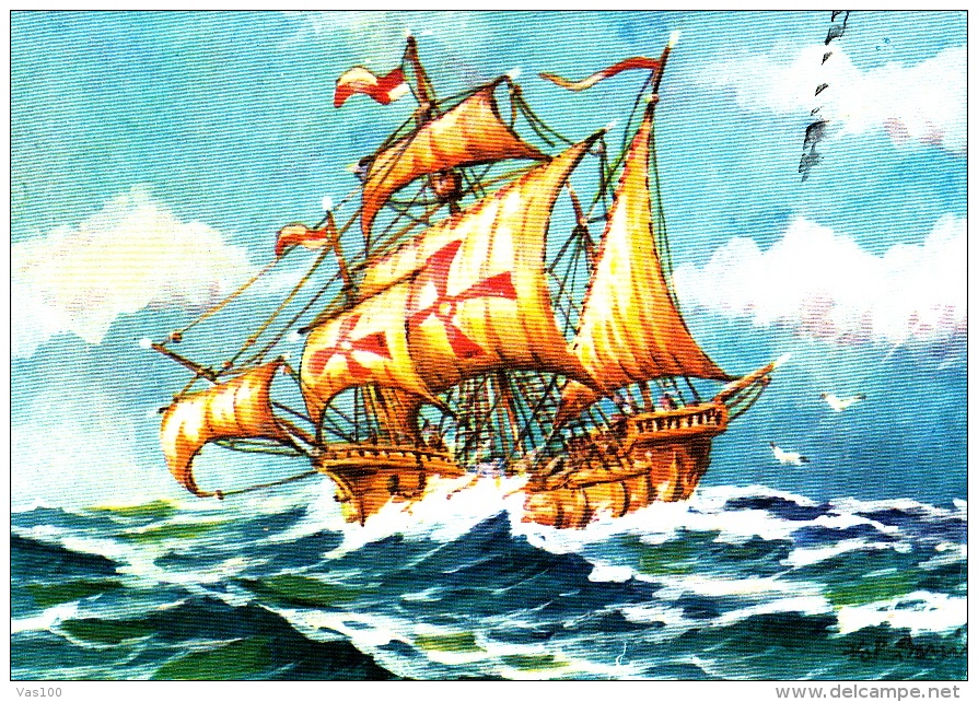 CRISTOPHOR COLOMBUS- ST MARIA SHIP, PC STATIONERY, ENTIERE POSTAUX, 1992, ROMANIA - Christophe Colomb