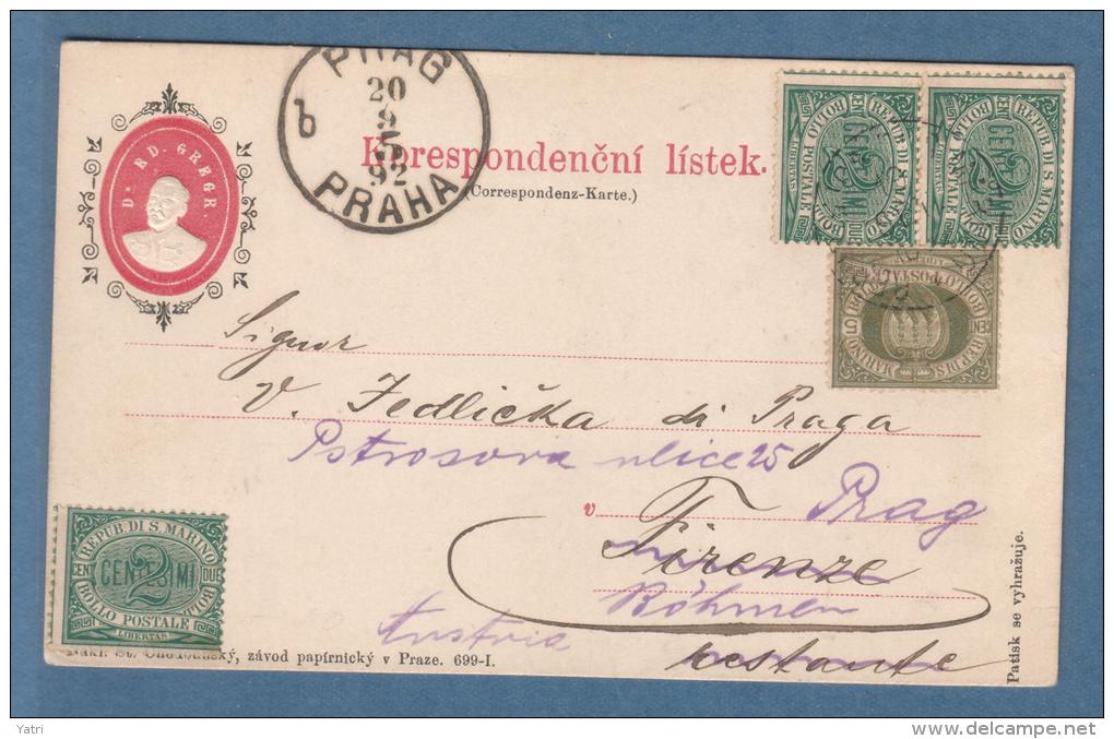 1892 - Intero Postale Austro-Ungarico  Usato In Partenza Da San Marino - Lettres & Documents