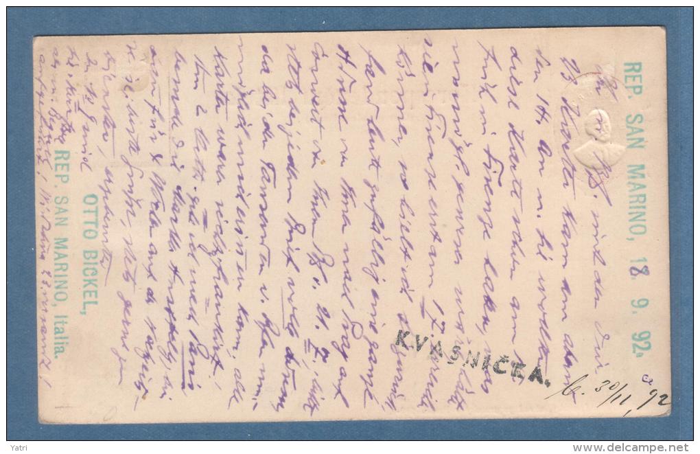 1892 - Intero Postale Austro-Ungarico  Usato In Partenza Da San Marino - Brieven En Documenten