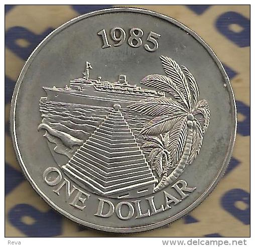 BERMUDA $1 DOLLAR CRUISE SHIP PALM TREE FRONT QEII HEAD BACK 1985 UNC KM43 READ DESCRIPTION CAREFULLY !!! - Bermuda