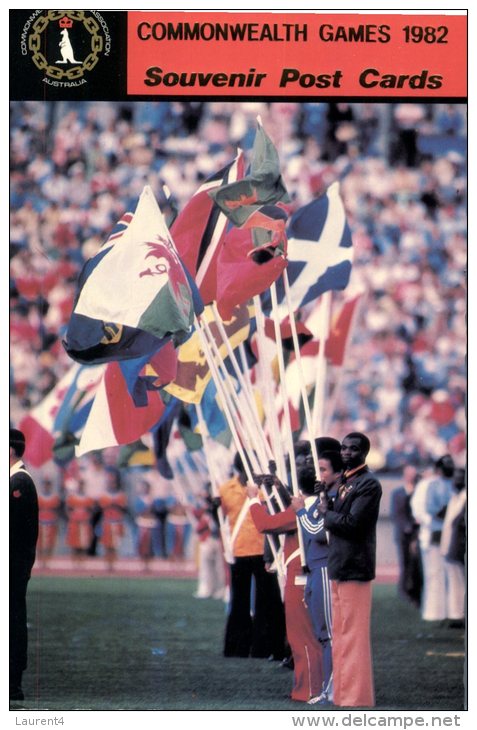 (543) Australia - QLD - Brisbane Commonwealth Games 1982 - Souvenir Post Cards (scarce Card) Flags - Brisbane