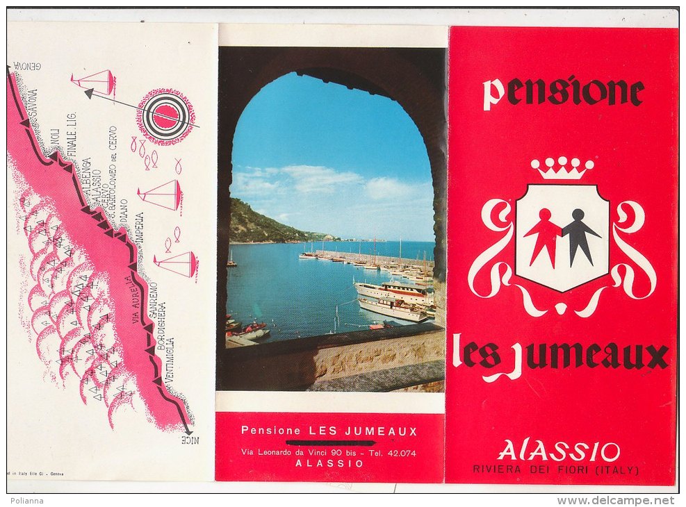 B0877 - Brochure Illustrata SAVONA - ALASSIO - PENSIONE LES JUMEAUX Elle Gi Ed. Anni '60 - ALBERGHI - Turismo, Viaggi