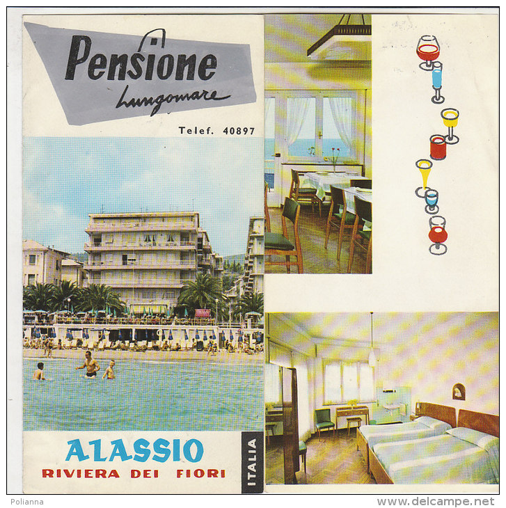 B0879 - Brochure Illustrata SAVONA - ALASSIO - PENSIONE LUNGOMARE Ed. Saiga Anni '60 - ALBERGHI - Turismo, Viaggi