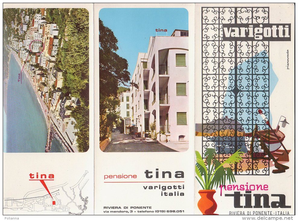 B0880 - Brochure Illustrata SAVONA - VARIGOTTI - PENSIONE TINA Anni '60/Copertina Illustratore Pierovado - ALBERGHI - Turismo, Viaggi