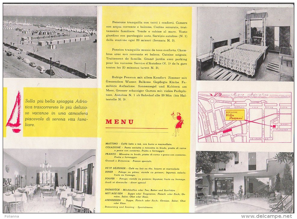 B0887 - Brochure Illustrata - RIMINI - PENSIONE VILLA PAESANI Tip.Bacchini Anni '60 - ALBERGHI - Turismo, Viaggi