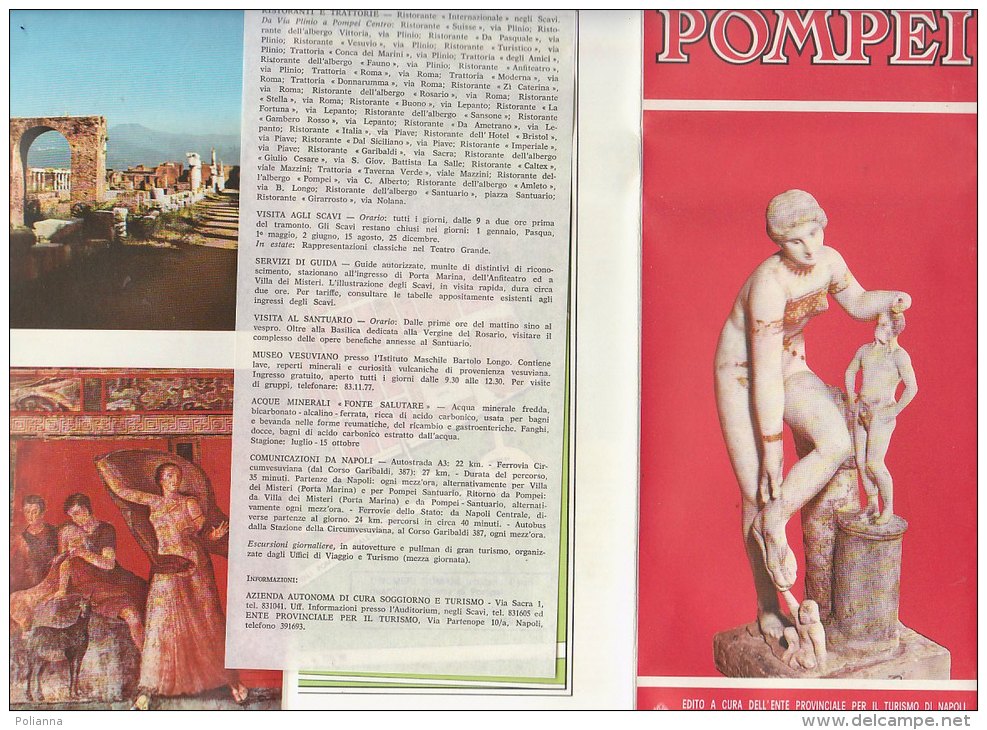 B0892 - Brochure Illustrata - NAPOLI - POMPEI ENIT Anni '70 - Turismo, Viaggi