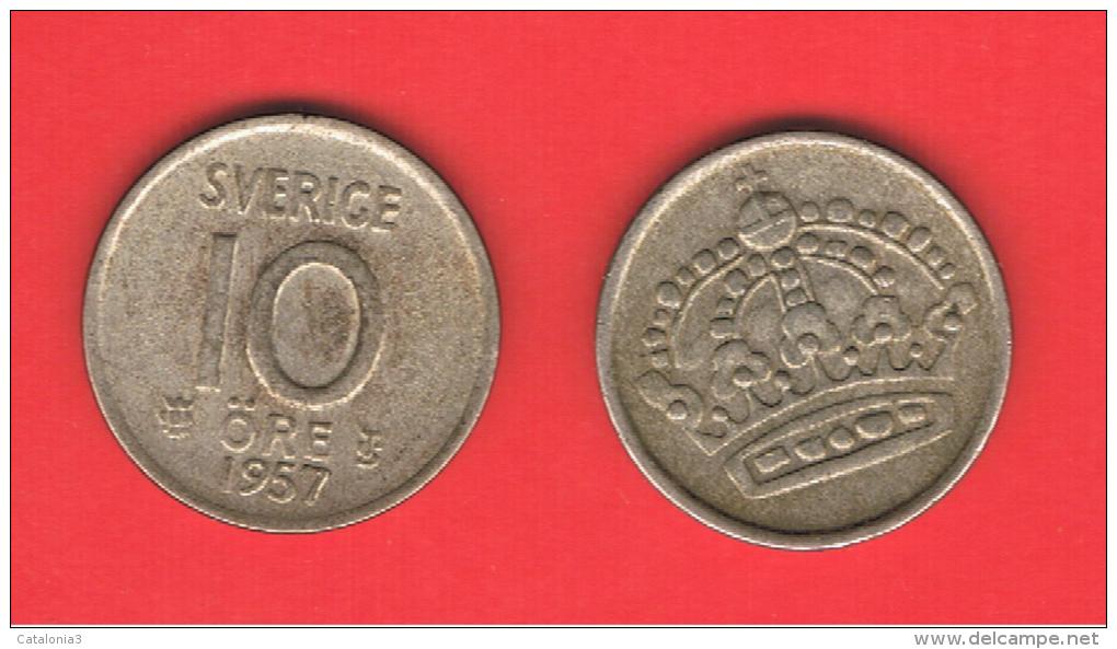 PLATA - SILVER - ARGENT $ SUECIA - SWEDEN - SUÈDE = 10 Ore 1957  KM823 - Other & Unclassified