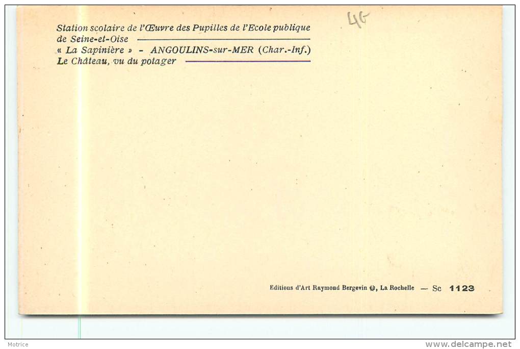 ANGOULINS SUR MER  - Oeuvre Des Pupilles De L´Ecole Publique De Seine Et Oise "La Sapinière", Le  Château Vue Du Potager - Angoulins