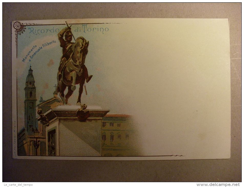 Cartolina Ricordo Di TORINO - Monumento A Emanuele Filiberto. Primi´900 - Autres Monuments, édifices