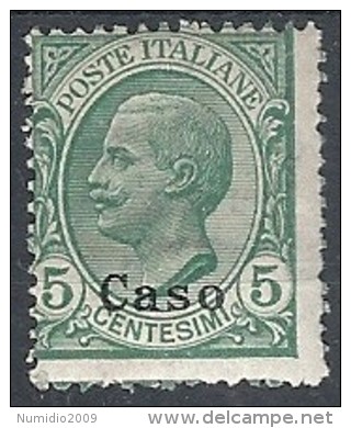 1912 EGEO CASO EFFIGIE 5 CENT MH * - RR11726 - Egée (Caso)