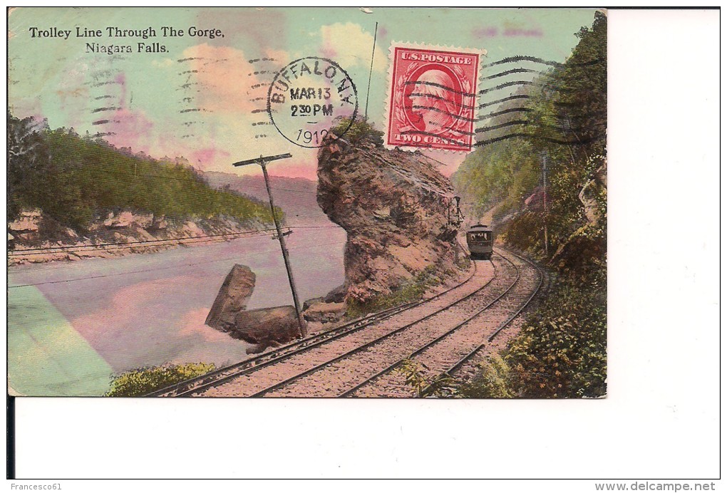 $3-3117 USA STATI UNITI Niagara Falls Trolley Line CARD TO ITALY VIAGGIATA PRIMI '900 - Buffalo