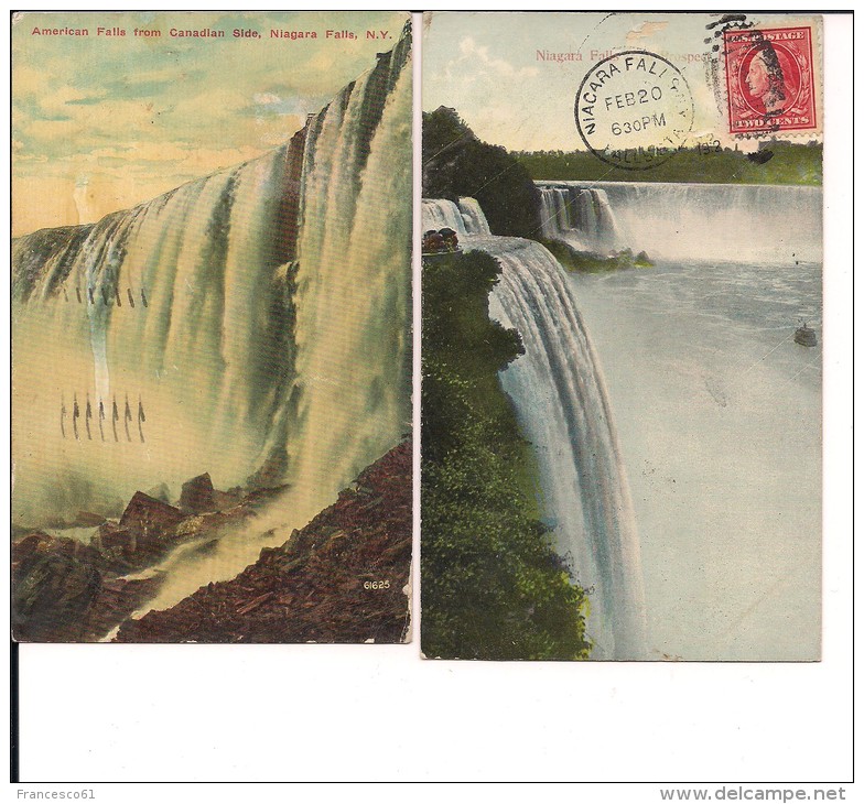 $3-3118 USA STATI UNITI Niagara Falls 2 CARD TO ITALY VIAGGIATA PRIMI '900 - Buffalo