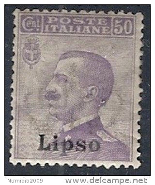 1912 EGEO LIPSO EFFIGIE 50 CENT MH * - RR11728 - Egée (Lipso)