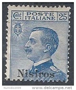 1912 EGEO NISIRO EFFIGIE 25 CENT MH * - RR11728 - Egeo (Nisiro)