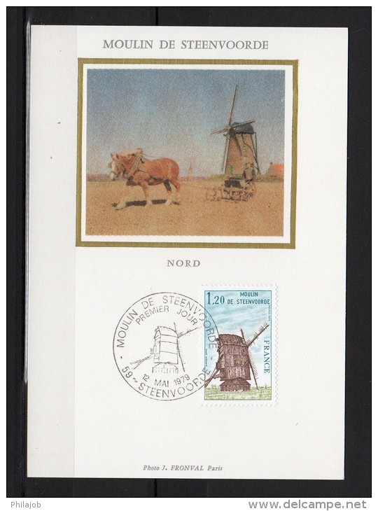 CM En Soie De 1979 N° YT 2042 " MOULIN DE STEENVOORDE ". Parfait état - Windmills