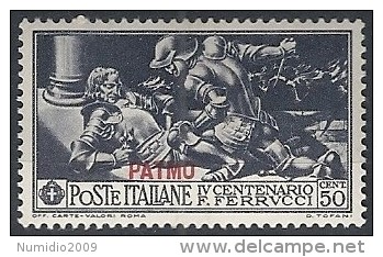 1930 EGEO PATMO FERRUCCI 50 CENT MH * - RR11733 - Egeo (Patmo)
