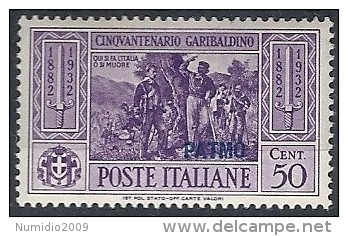 1932 EGEO PATMO GARIBALDI 50 CENT MH * - RR11738 - Egée (Patmo)