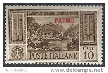 1932 EGEO PATMO GARIBALDI 10 CENT MH * - RR11738 - Egée (Patmo)