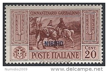 1932 EGEO NISIRO GARIBALDI 20 CENT MH * - RR11738 - Egeo (Nisiro)