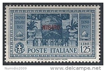 1932 EGEO NISIRO GARIBALDI 1,25 LIRE MH * - RR11738 - Egeo (Nisiro)