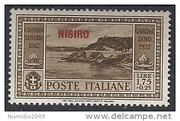 1932 EGEO NISIRO GARIBALDI 1,75 LIRE MH * - RR11738 - Egeo (Nisiro)