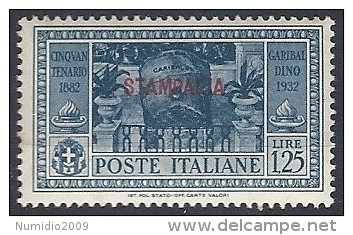 1932 EGEO STAMPALIA GARIBALDI 1,25 LIRE MH * - RR11739 - Egée (Stampalia)