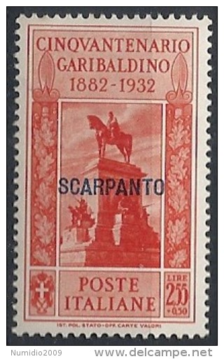 1932 EGEO SCARPANTO GARIBALDI 2,55 LIRE MH * - RR11740 - Ägäis (Scarpanto)