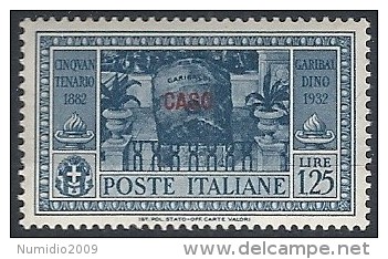 1932 EGEO CASO GARIBALDI 1,25 LIRE MH * - RR11742 - Ägäis (Caso)